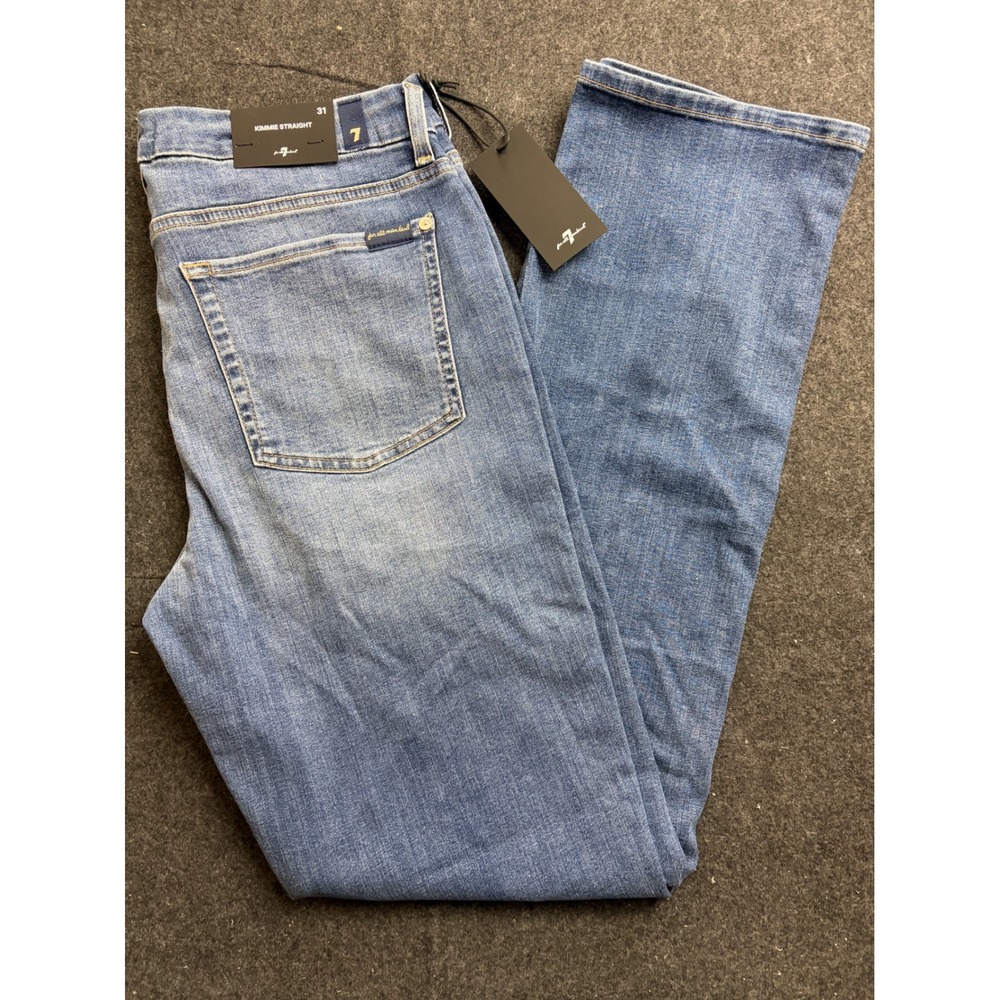 7 For All Mankind Kimmie Straight Jeans Marsh Blue Womens 31 NWT $200